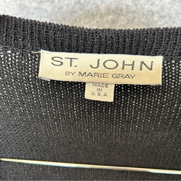 Vintage St. John By Marie Gray Black Santana Knit Sweater Dress Buttons Size 10 - Picture 8 of 13